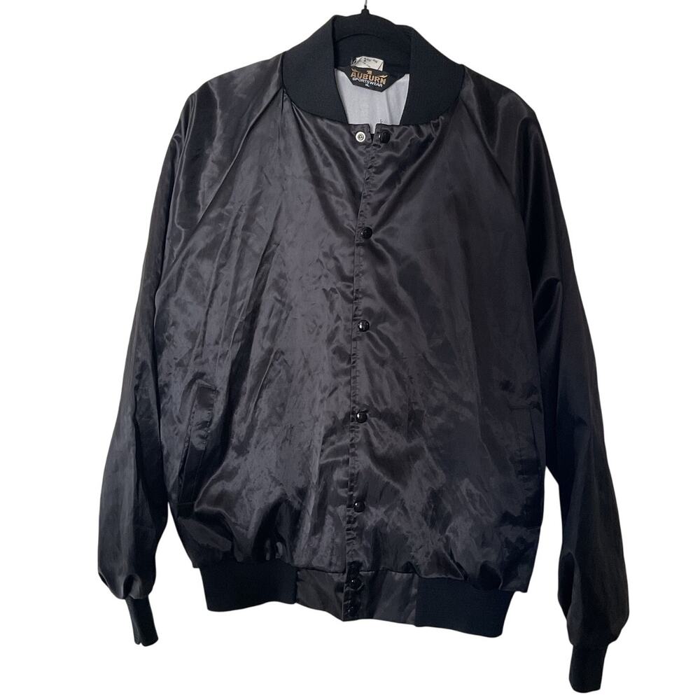 Vintage Auburn Sportswear Nylon Bomber Jacket Black XL Made in USA